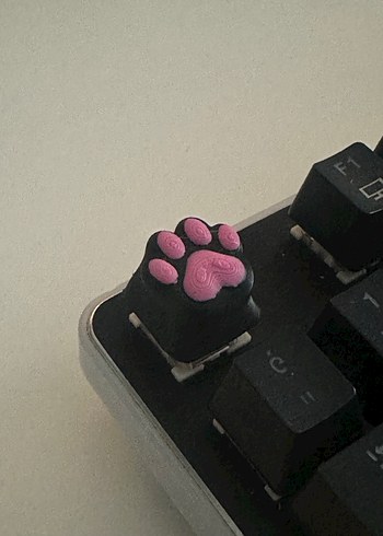 Renkli Siyah Pembe Kedi Patisi Tasarımlı Gaming Klavye Tuşu - Görsel 3