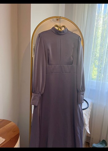 38 Beden gri Renk Hülya ince ella dress lila elbise