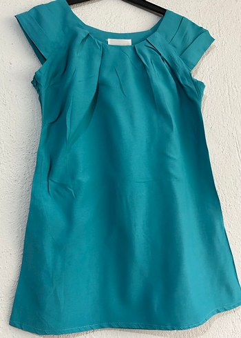 Turkuaz V Yakalı Kolsuz Hamile Tunik - Görsel 2