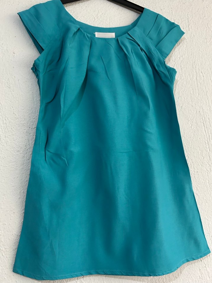 Turkuaz V Yakalı Kolsuz Hamile Tunik - Görsel 2