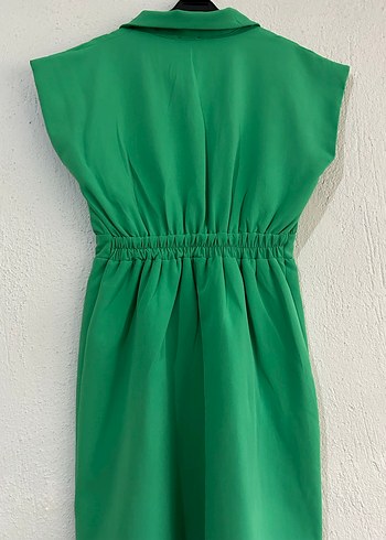 Düğmeli Yeşil Midi Elbise - Görsel 2