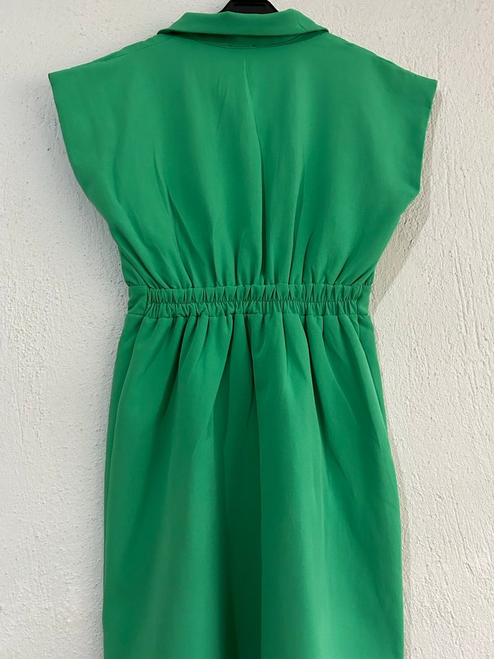 Düğmeli Yeşil Midi Elbise - Görsel 2