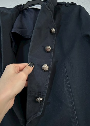 Düğmeli Siyah Kot Ceket - Görsel 2