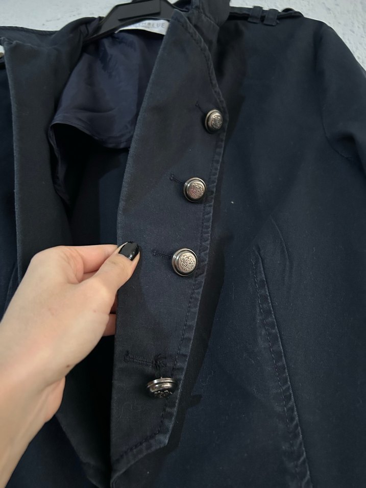 Düğmeli Siyah Kot Ceket - Görsel 2