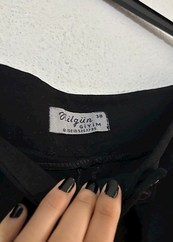 Siyah Kadın Midi Kumaş Pantolon - Görsel 3