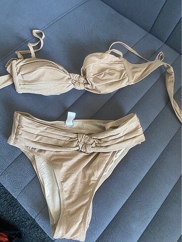 Penti Penti yaldız rengi altın sarısı parlak bikini alt üst