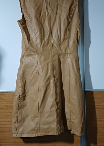 Bej Rugan Kadın Deri Elbise - Görsel 2