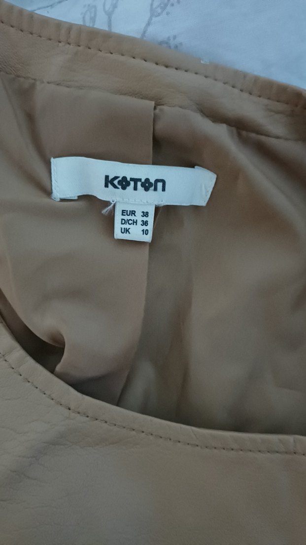 Bej Rugan Kadın Deri Elbise - Görsel 3