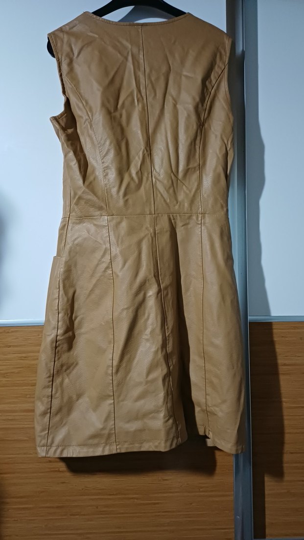 Bej Rugan Kadın Deri Elbise - Görsel 2