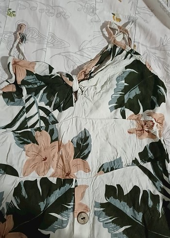 Çiçek Desenli Uzun Bohem Düğmeli Elbise - Görsel 2