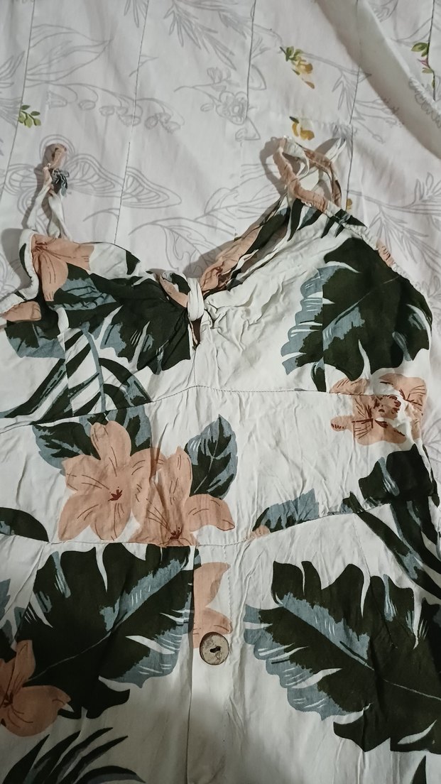 Çiçek Desenli Uzun Bohem Düğmeli Elbise - Görsel 2