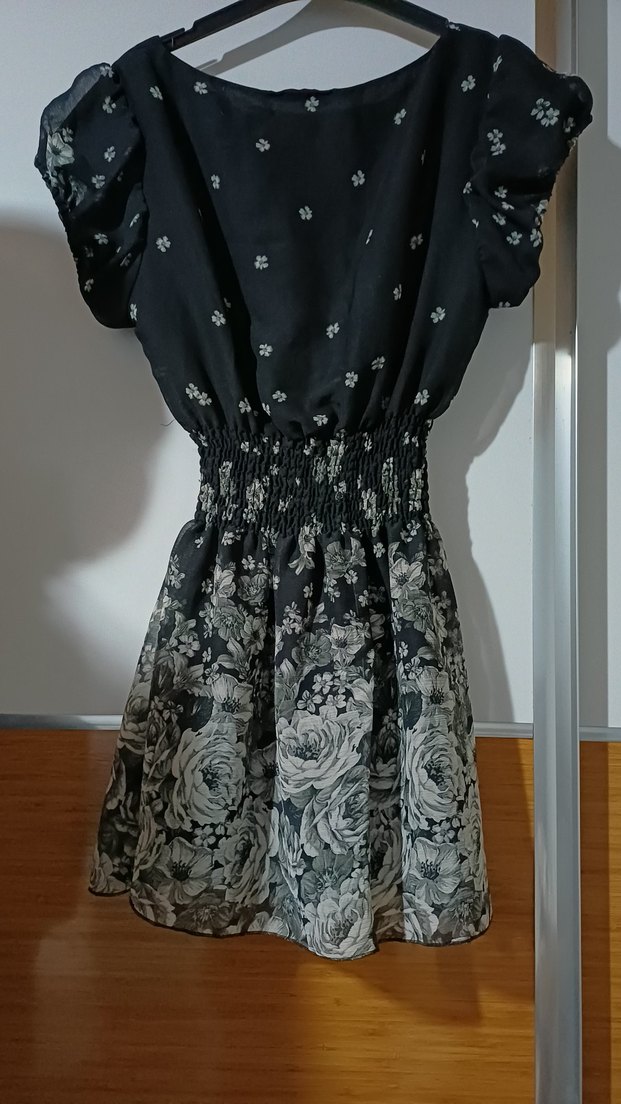 Desenli Siyah Midi Kadın Elbise - Görsel 2