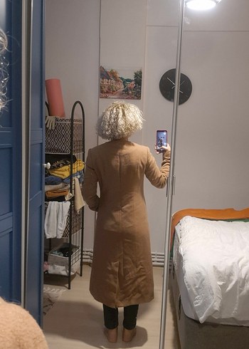 Kahve Midi Kadın Yün Kaban - Görsel 3