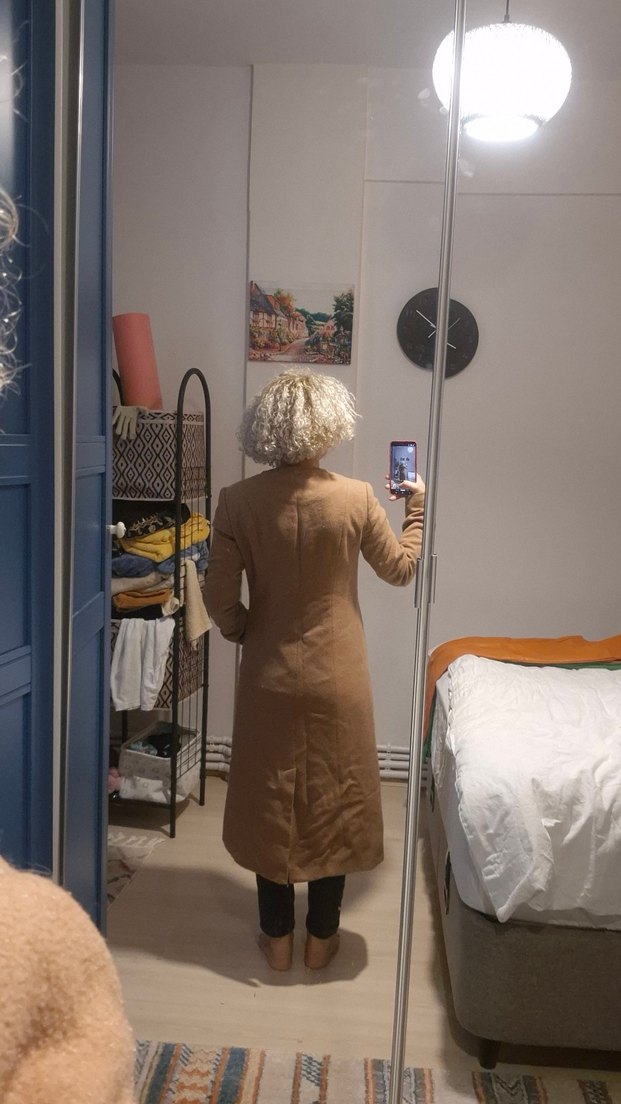 Kahve Midi Kadın Yün Kaban - Görsel 3