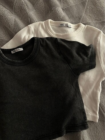 s Beden beyaz Renk Zara eskitmeli crop