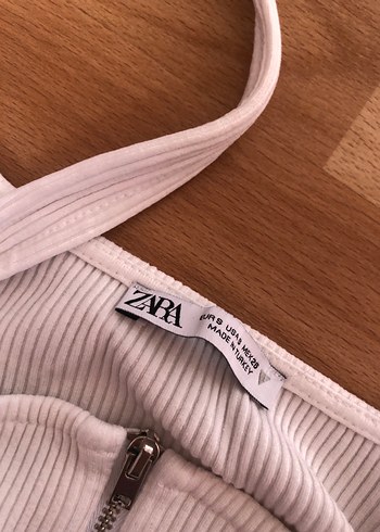 Zara Fermuarlı Beyaz Zara Crop