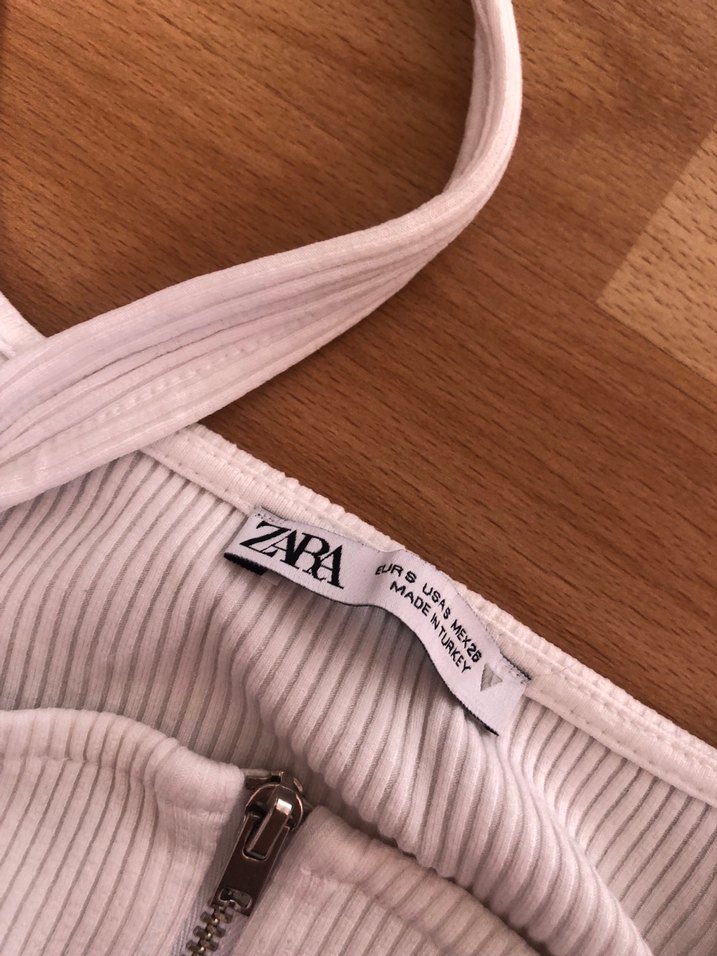 Fermuarlı Beyaz Zara Crop - Görsel 2