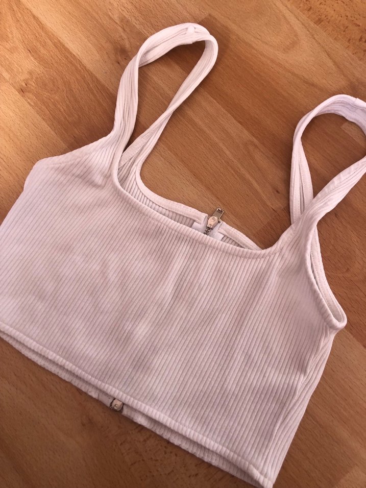 Fermuarlı Beyaz Zara Crop - Görsel 3