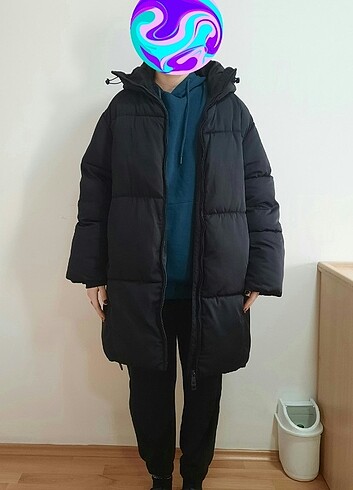 Pull and Bear pull&bear uzun oversize şişme mont