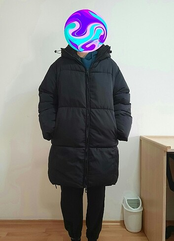 l Beden pull&bear uzun oversize şişme mont