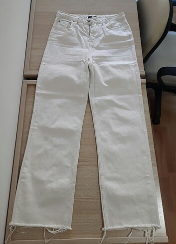 trendyol ekru yüksek bel jean