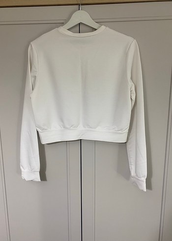 Kadın Beyaz Uzun Kollu Basic Sweatshirt - Görsel 4