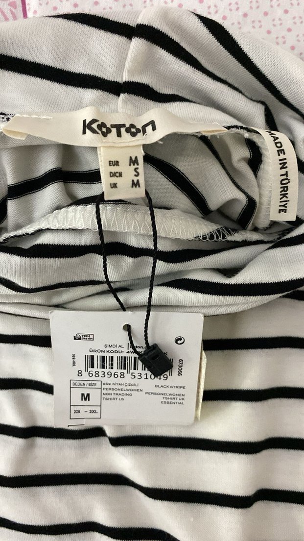 Uzun Kollu Çizgili Kadın Tişört - Görsel 4