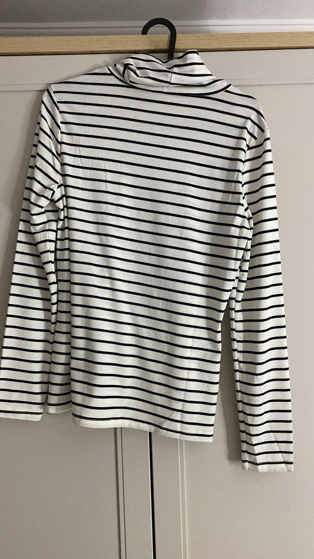 Uzun Kollu Çizgili Kadın Tişört - Görsel 2