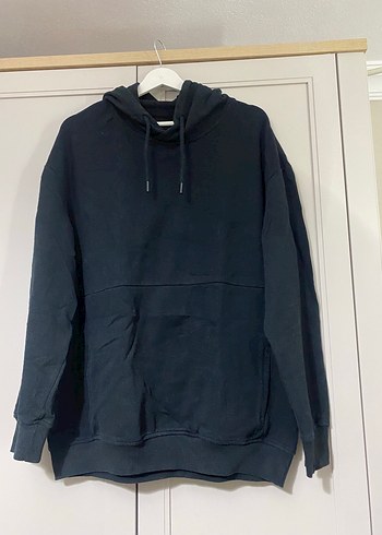 Diğer Siyah Kapusonlu Rahat Sweatshirt