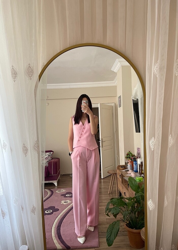 Pembe takım yelek pantolon - Görsel 2