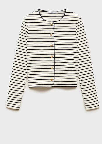 Mango Düğmeli Çizgili Örgü Hırka - Görsel 2