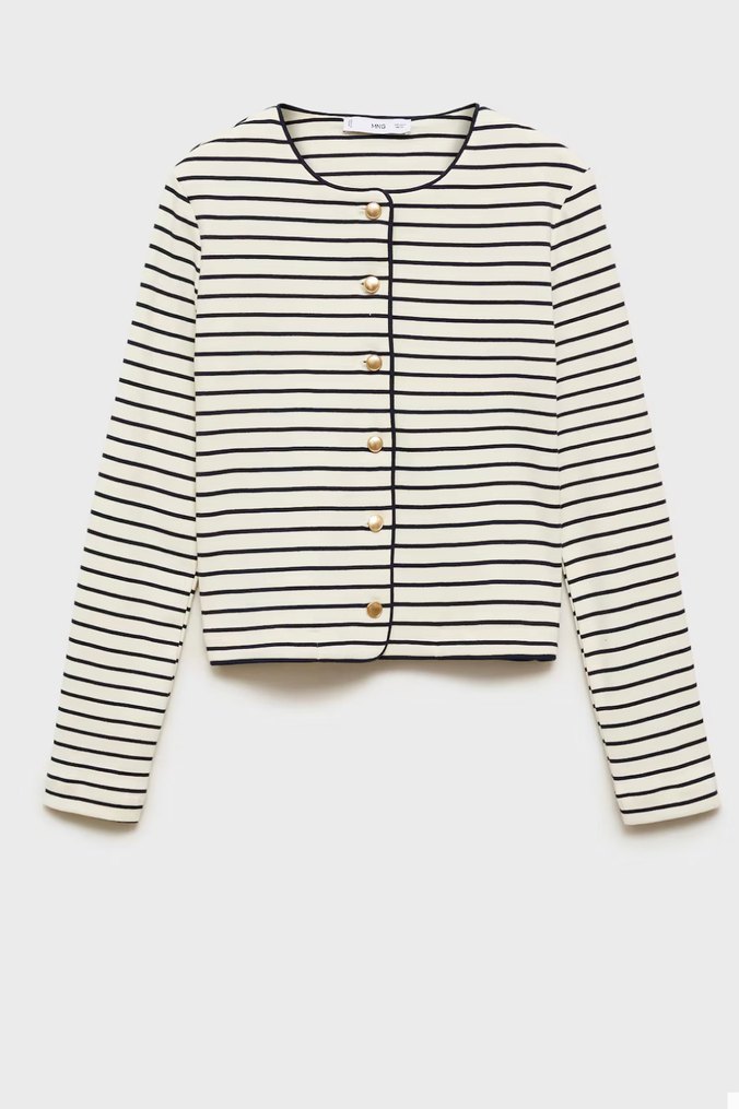 Mango Düğmeli Çizgili Örgü Hırka - Görsel 2