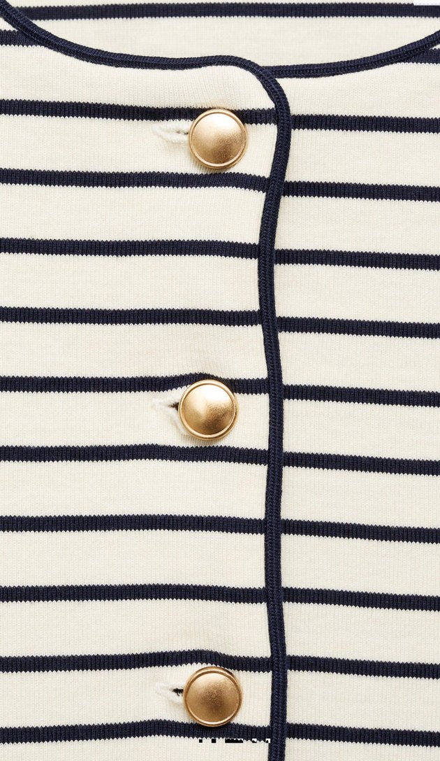 Mango Düğmeli Çizgili Örgü Hırka - Görsel 3