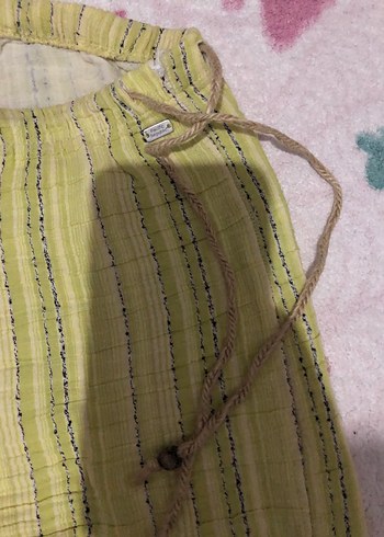 Pull&Bear Yeşil Bohem Kadın Kumaş Pantolon - Görsel 4