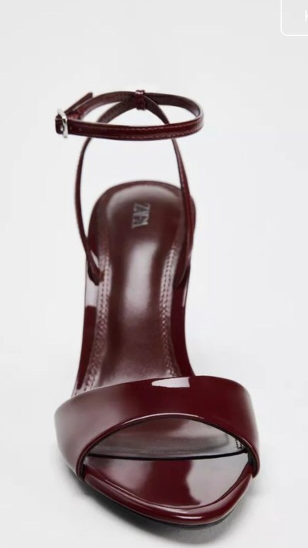 Zara Metalik Topuklu Bordo Bantlı Ayakkabı - Görsel 3