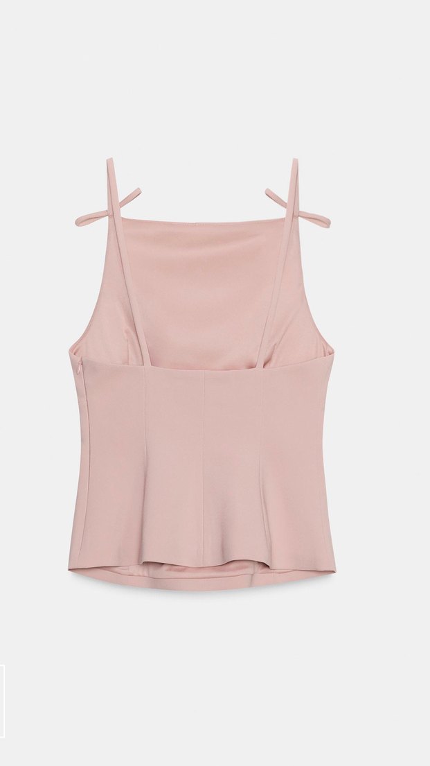 Zara Pembe Fiyonklu Askılı Kadın Top - Görsel 2