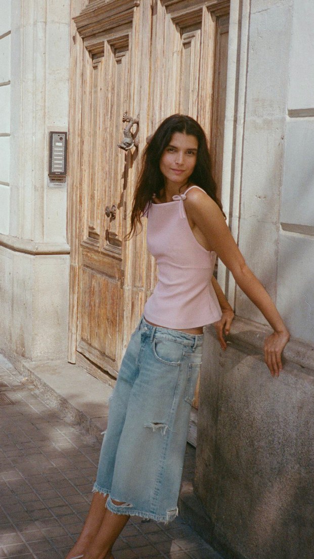 Zara Pembe Fiyonklu Askılı Kadın Top - Görsel 3