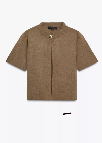 Zara Kahverengi Kısa Kollu Kadın Hırka - Görsel 4