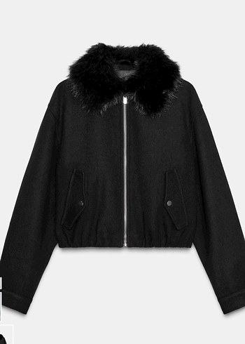 Siyah Kürklü Kadın Ceket - Görsel 5