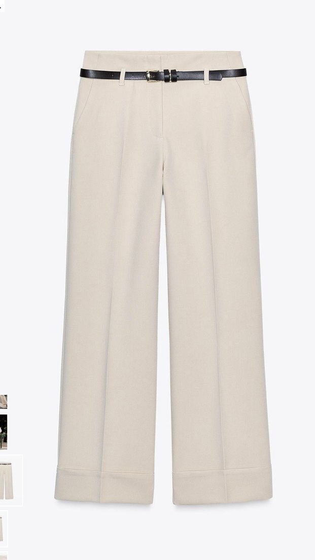 Zara Ekru Kemerli Kadın Ofis Pantolonu - Görsel 4