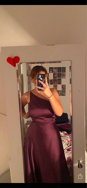 Pierre Cardin Tek omuzlu Saten abiye elbise