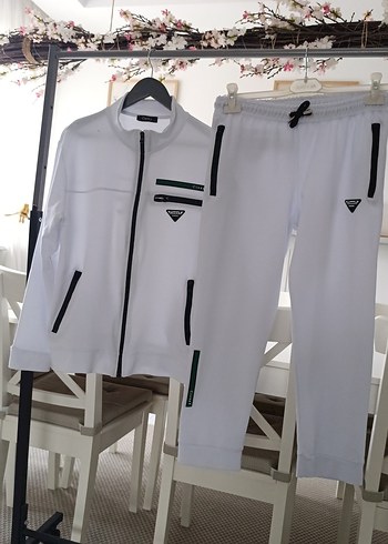 Beyaz erkek Fermuarlı Eşofman Takımı - Görsel 2