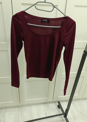 Bordo  Kadın Uzun Kollu T-shirt - Görsel 2