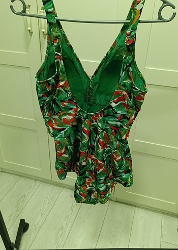 Drapeli Uzun Bantlı Kadın Mayo - Görsel 3