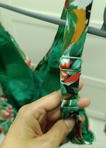 Drapeli Uzun Bantlı Kadın Mayo - Görsel 9