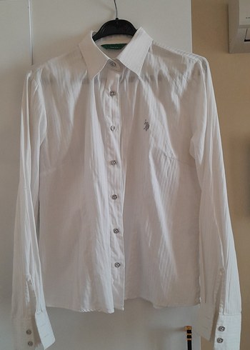 Düğmeli Beyaz gömlek u.s polo - Görsel 2