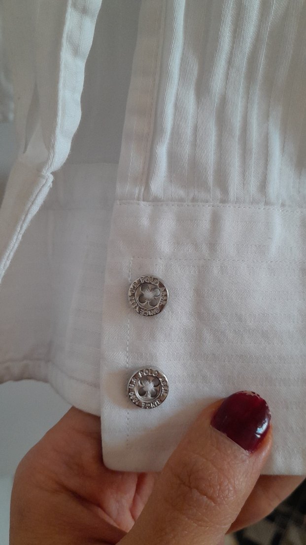 Düğmeli Beyaz gömlek u.s polo - Görsel 5