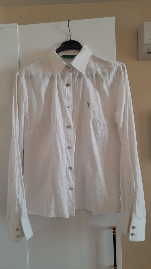 Düğmeli Beyaz gömlek u.s polo - Görsel 2