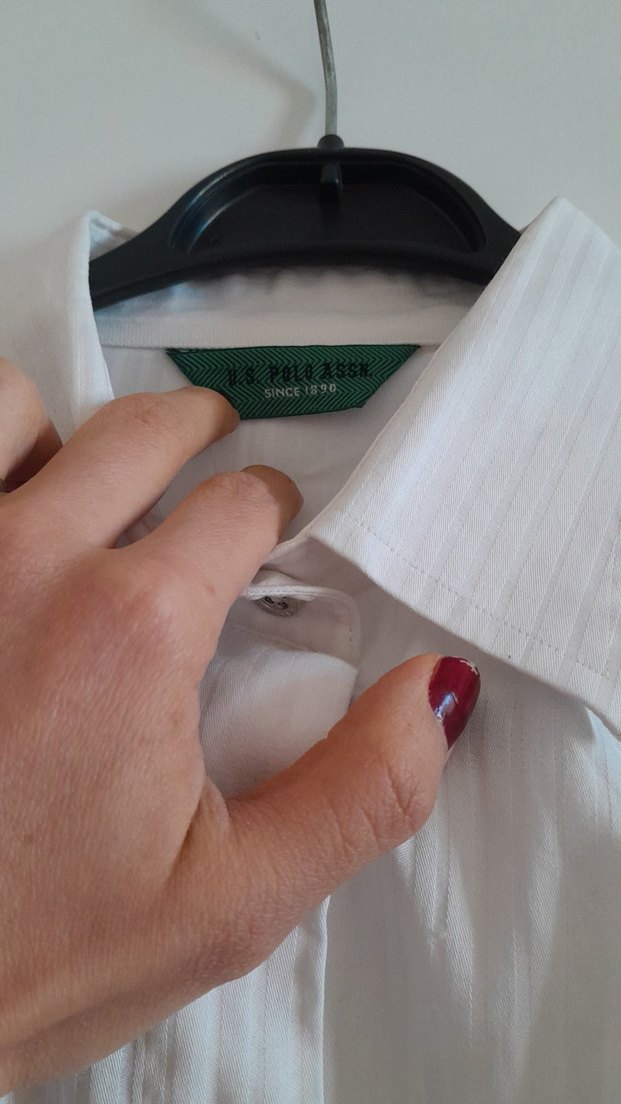 Düğmeli Beyaz gömlek u.s polo - Görsel 4