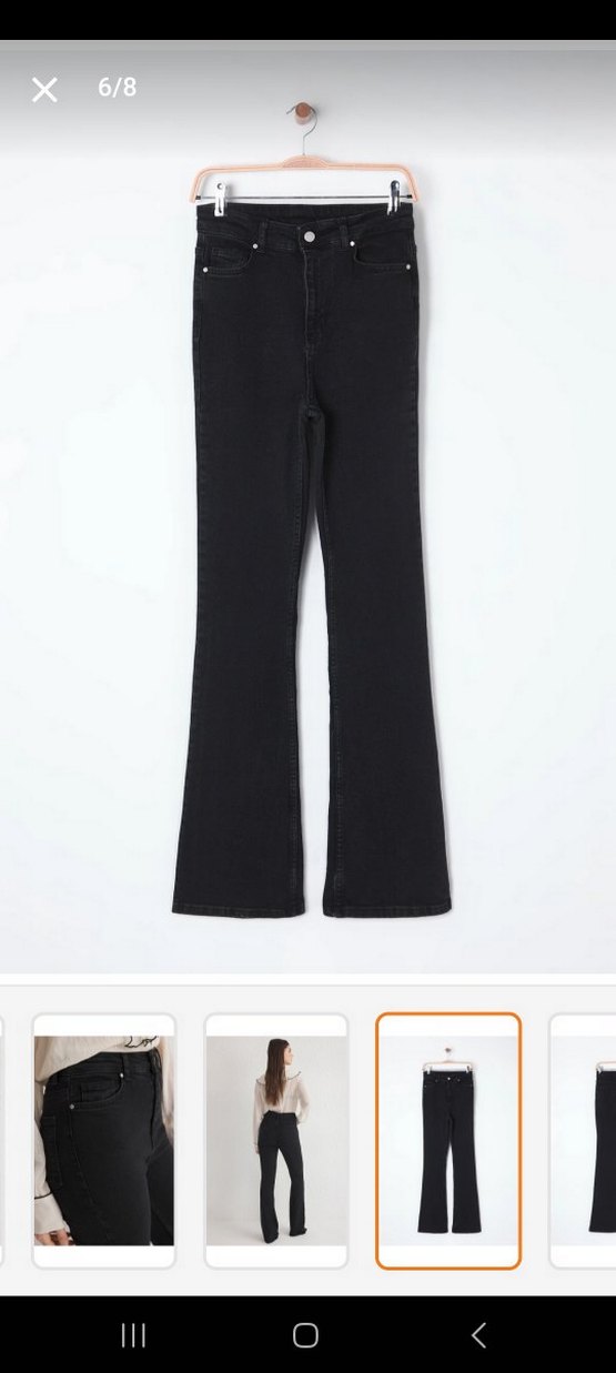 Siyah Kadın Denim İspanyol Paça Pantolon - Görsel 2